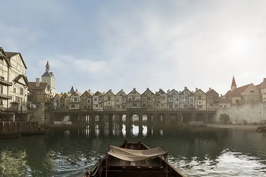 Family with VR equipment in the edge of the Seine river.